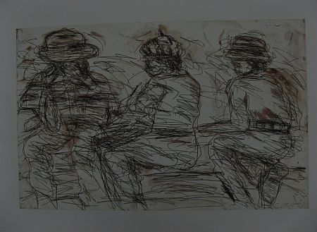 Click the image for a view of: David Koloane. Card players I. 2009. Etching. 435X563mm